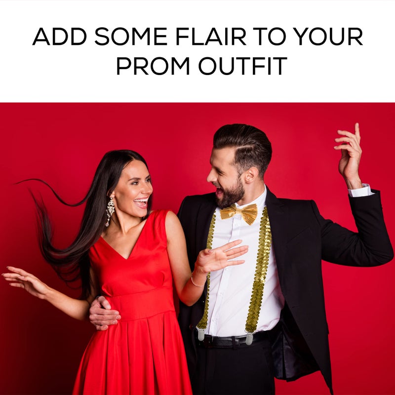 Man of Men - Premium Sequin Bow Tie & Suspenders Set (Gold) - Image 3